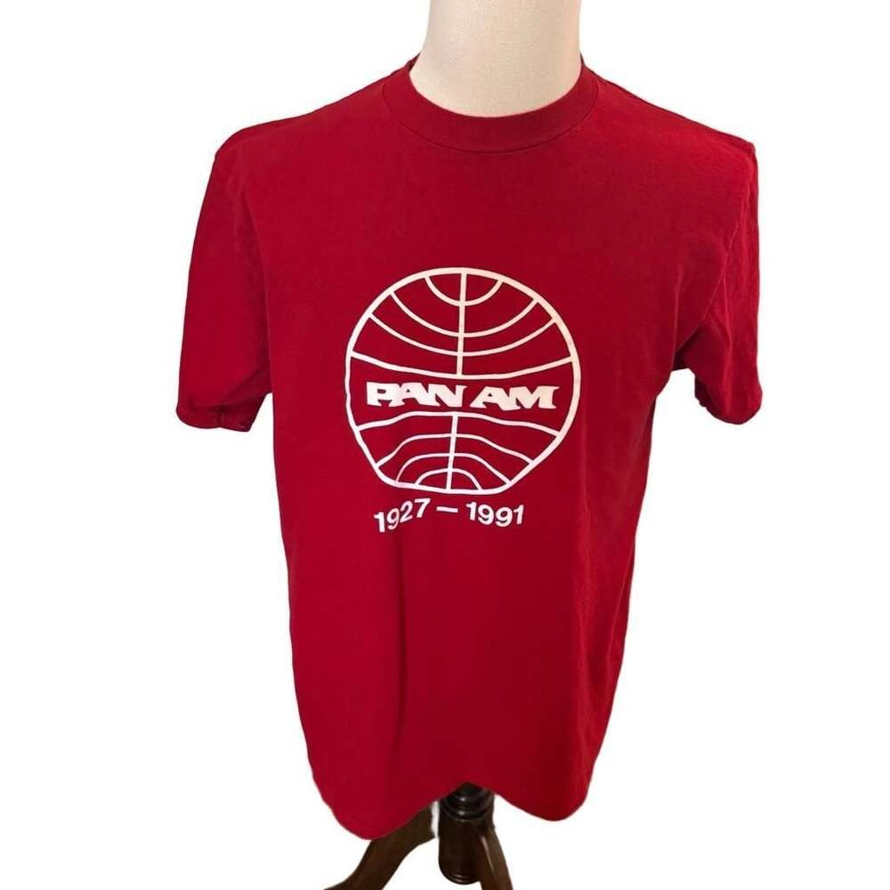 Vintage Jerzees Pan Am 1927-1991 Red Graphic T-Shirt Size L